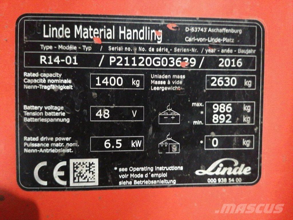 Linde R14-01 Ретрак/ Високоповдигач с изместване на вилката напред