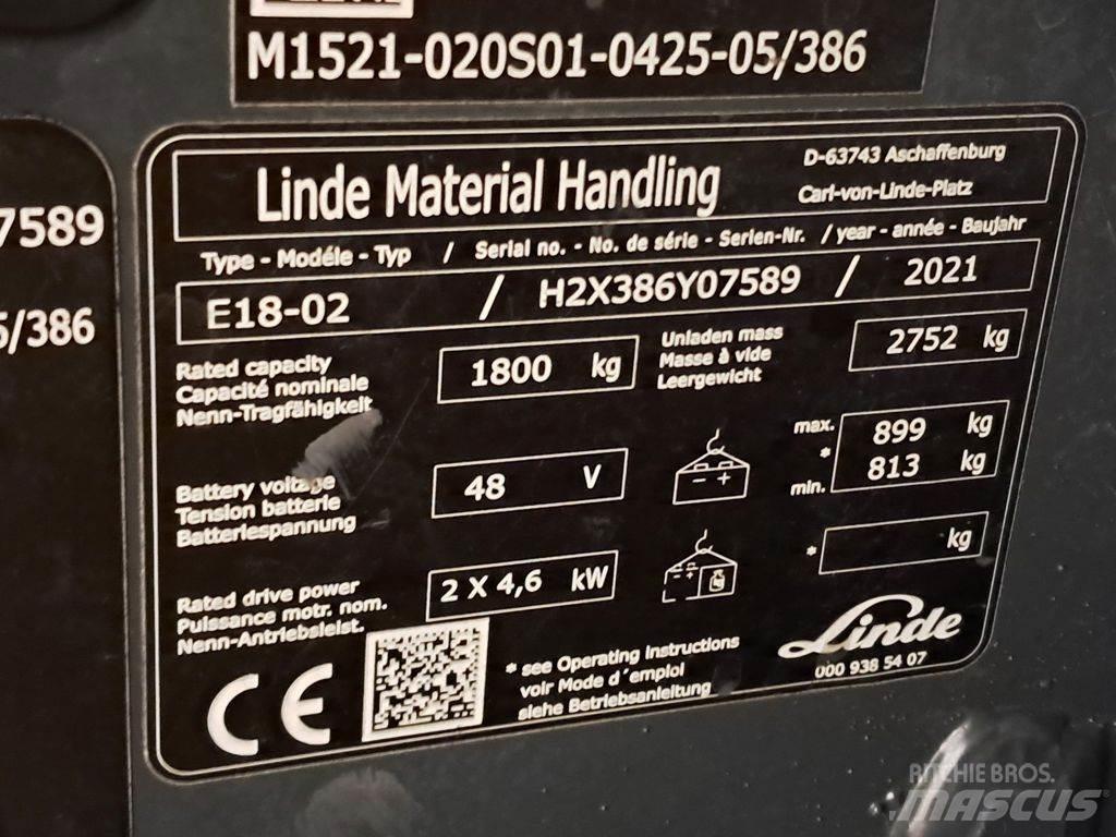 Linde E18-02 Електрически вилични кари-повдигачи