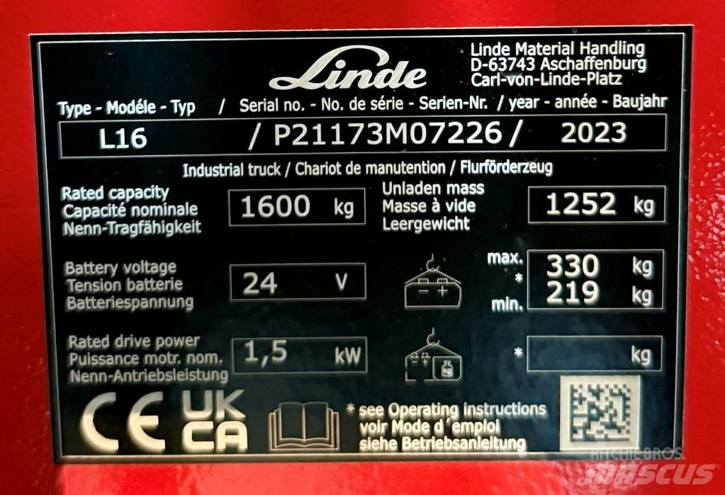 Linde L16/1173-01 Колички високоповдигачи с теглич