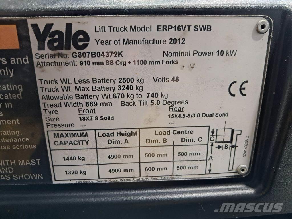 Yale ERP16VT SWB Електрически вилични кари-повдигачи