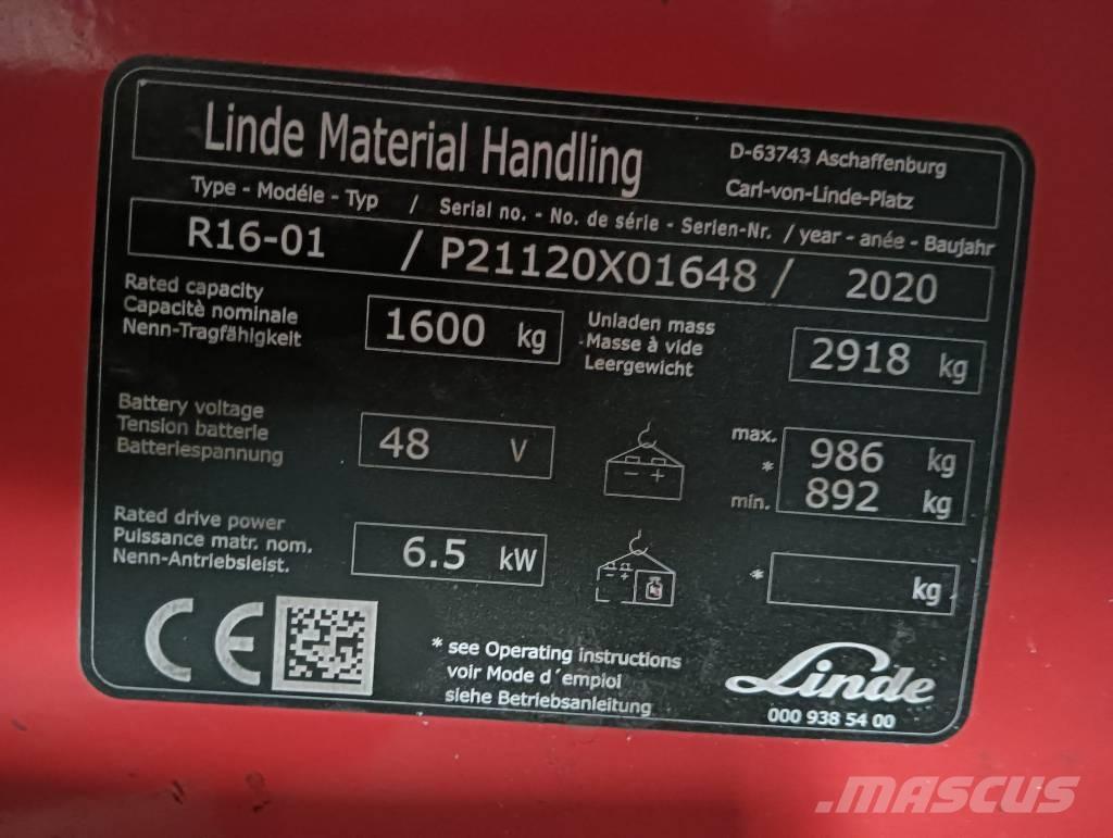 Linde R 16 Ретрак/ Високоповдигач с изместване на вилката напред