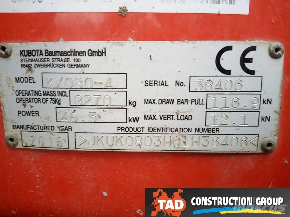 Kubota KX 080-4 Средни екскаватори 7т - 12т