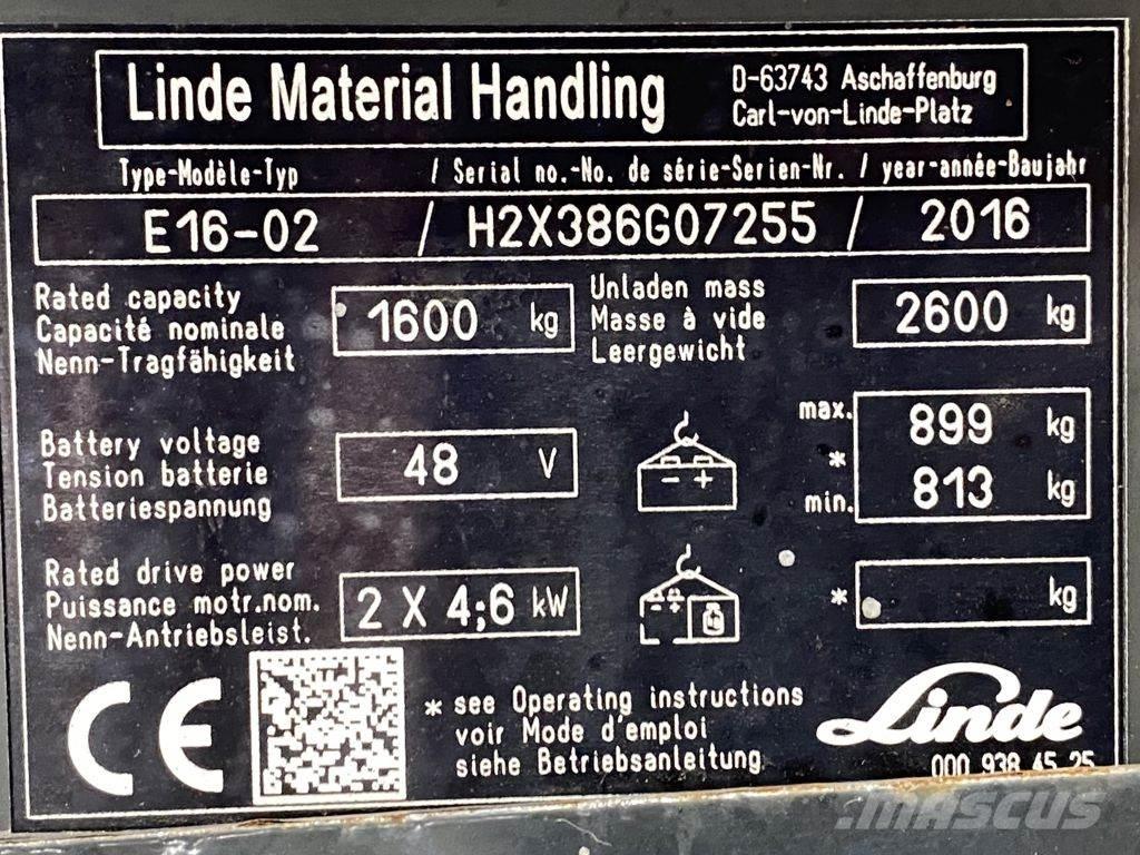 Linde E16-02 Електрически вилични кари-повдигачи