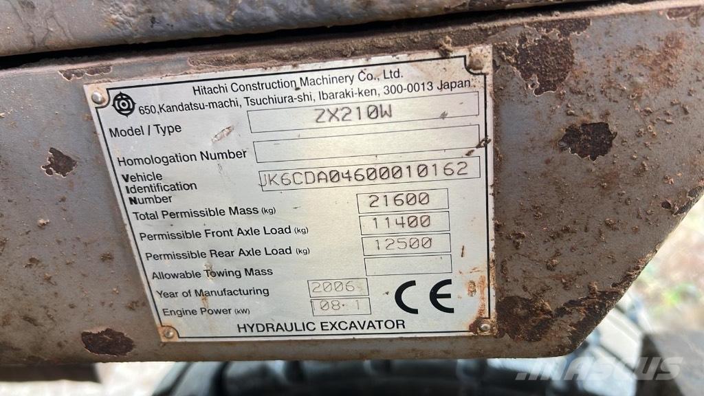 Hitachi ZX 210 W Колесни екскаватори
