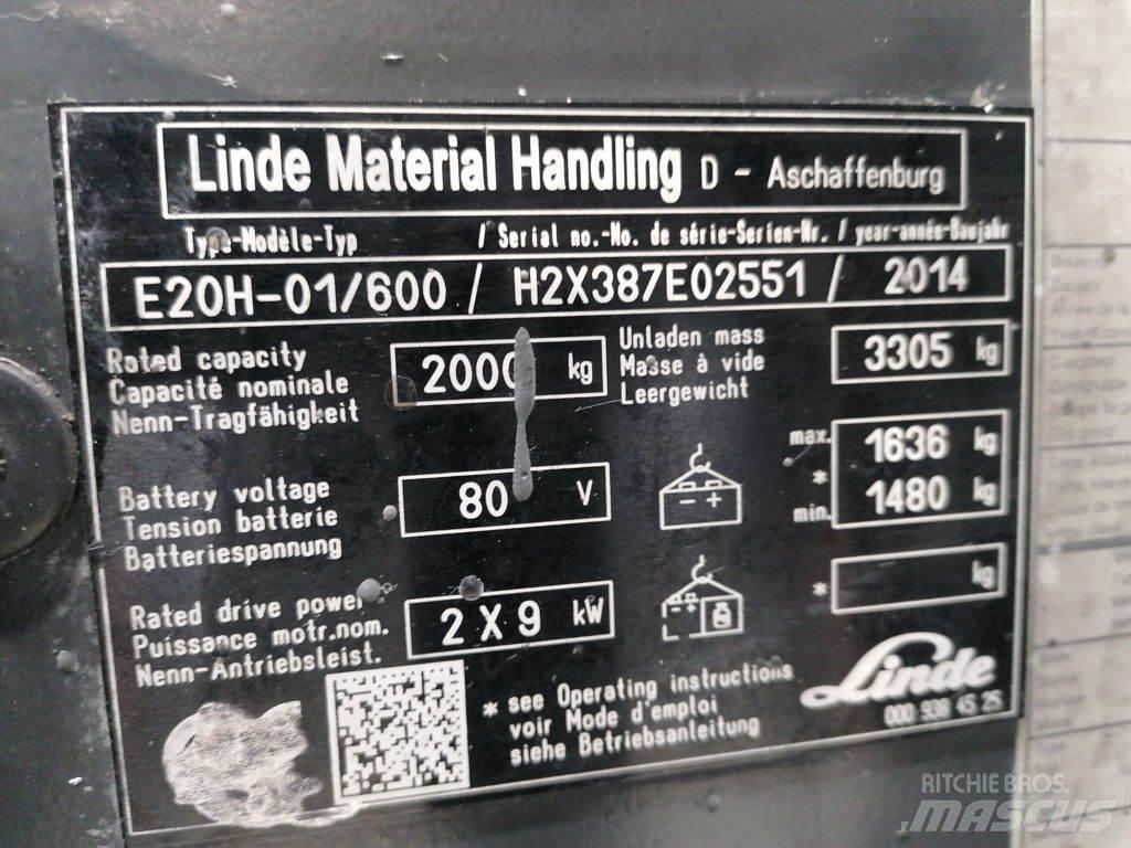 Linde E20H-01/600 Електрически вилични кари-повдигачи
