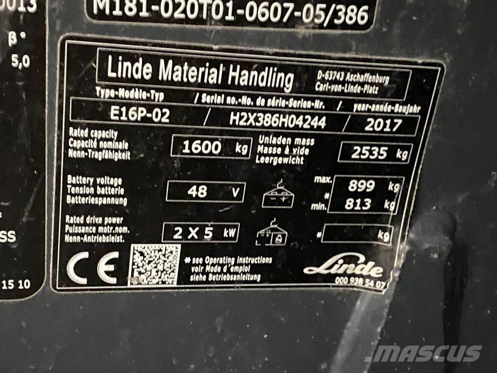 Linde E16P-02 Електрически вилични кари-повдигачи