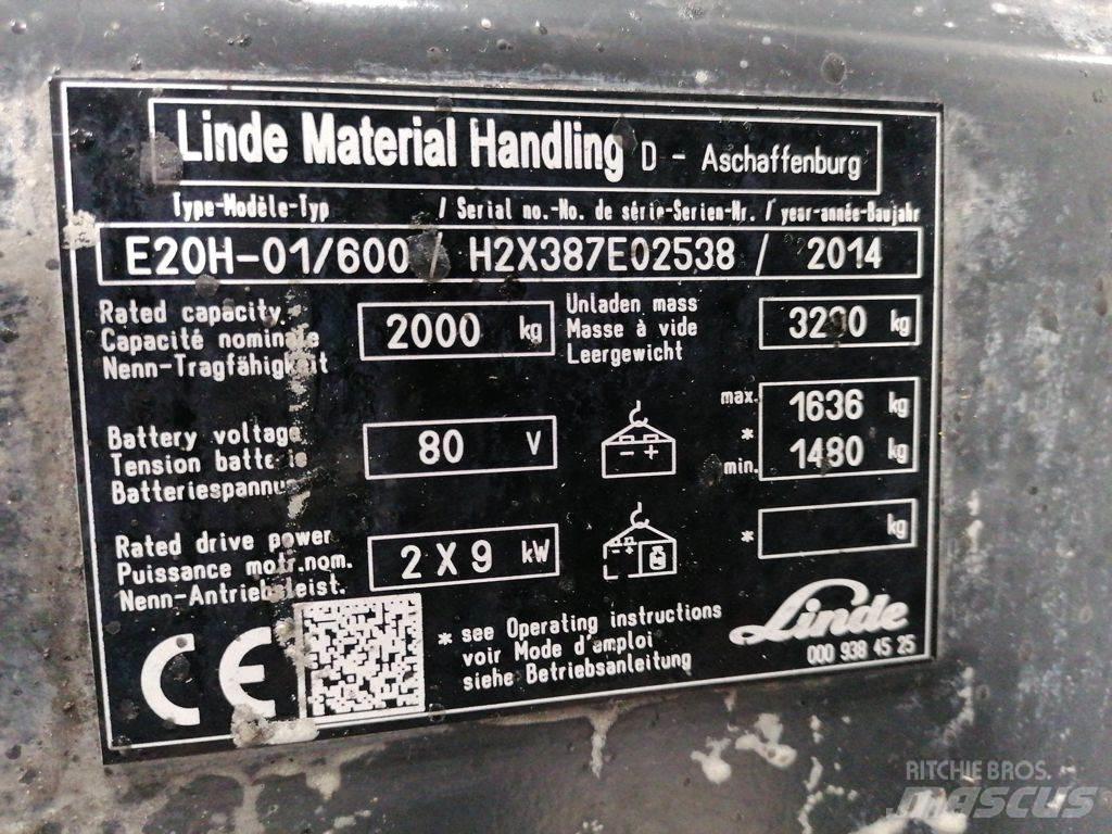 Linde E20H-01/600 Електрически вилични кари-повдигачи