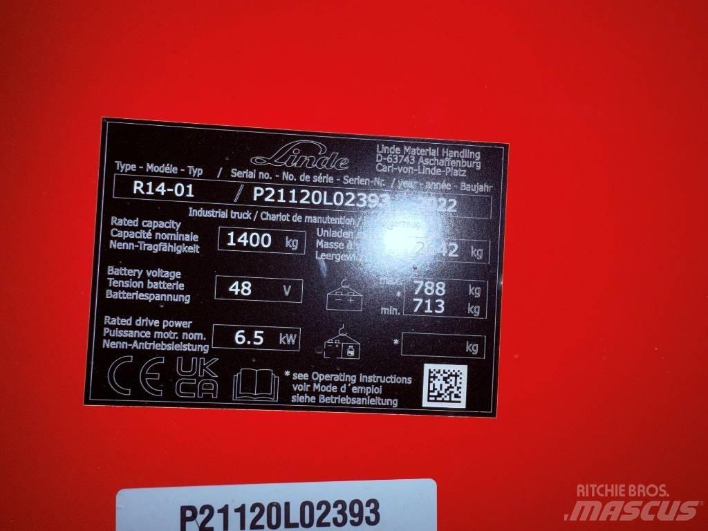 Linde R14/1120 Ретрак/ Високоповдигач с изместване на вилката напред