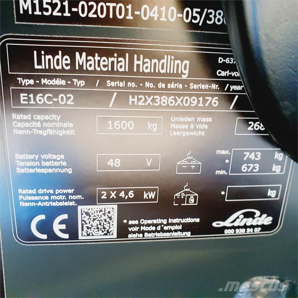 Linde E16C Електрически вилични кари-повдигачи
