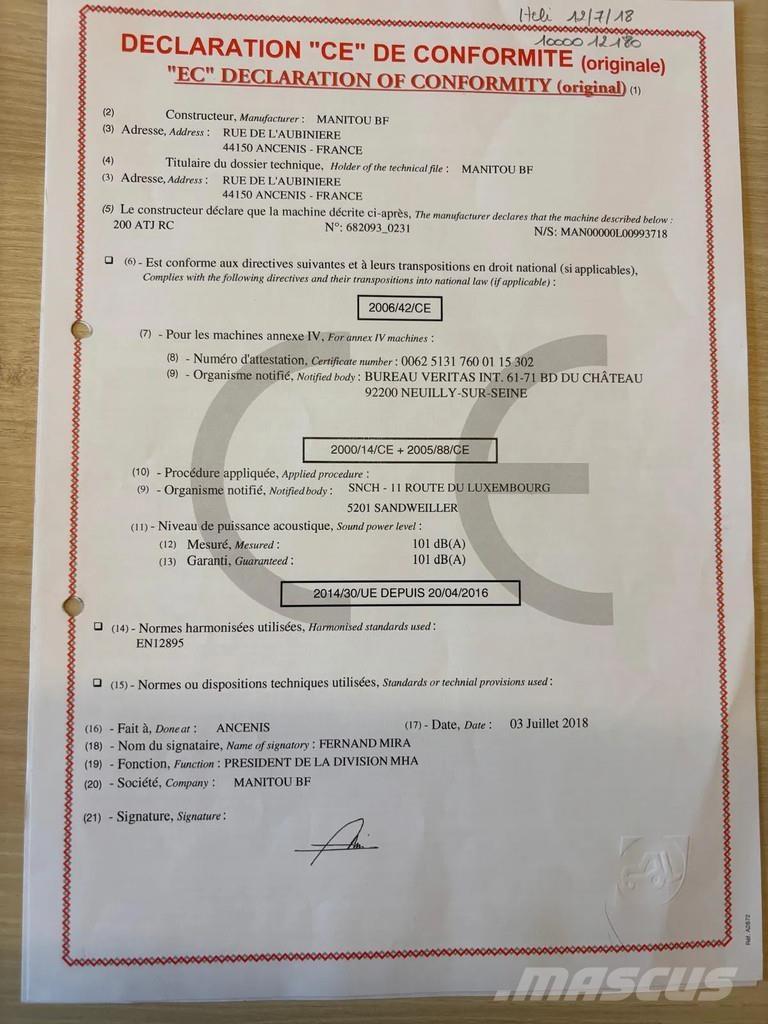 Manitou 200 ATJ Съчленени стрелови подемници