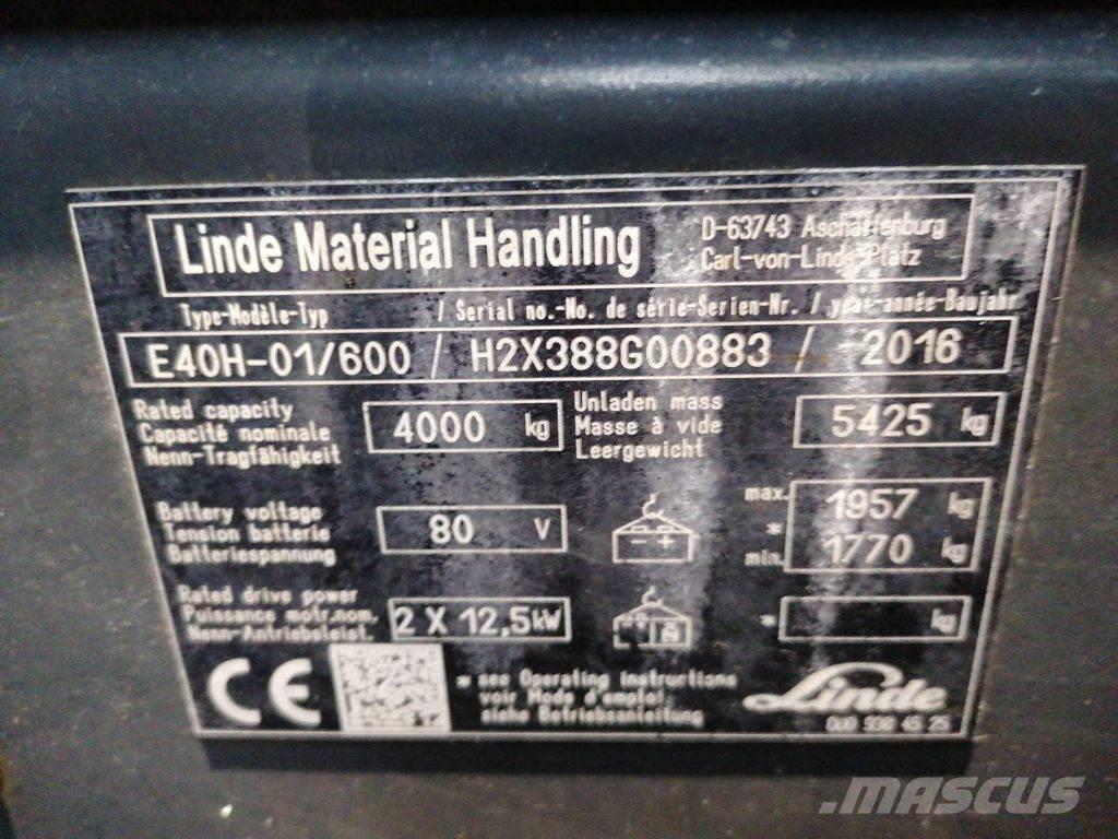 Linde E40H-01/600 Електрически вилични кари-повдигачи