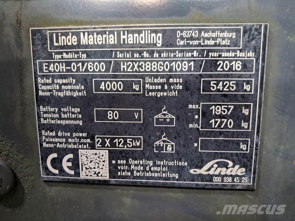 Linde E40H-01/600 Електрически вилични кари-повдигачи