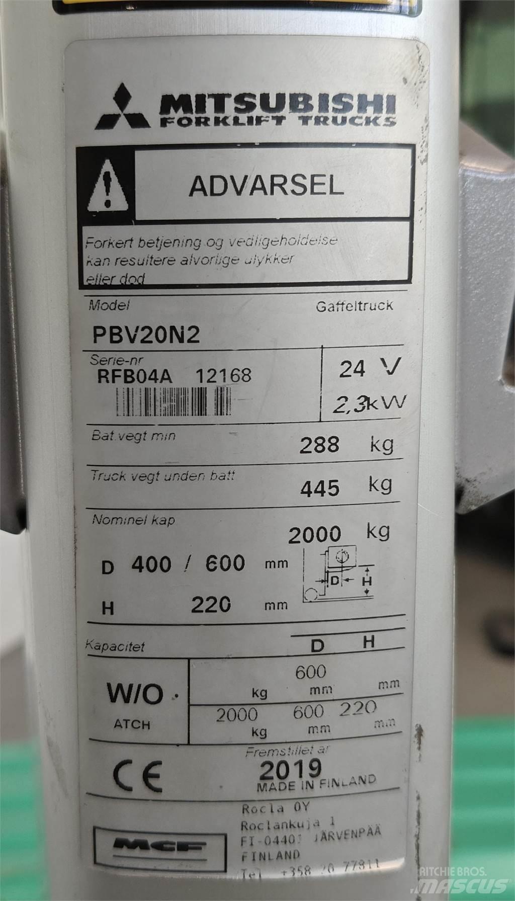 Mitsubishi PBV20N2 Вилични кари-повдигачи - други