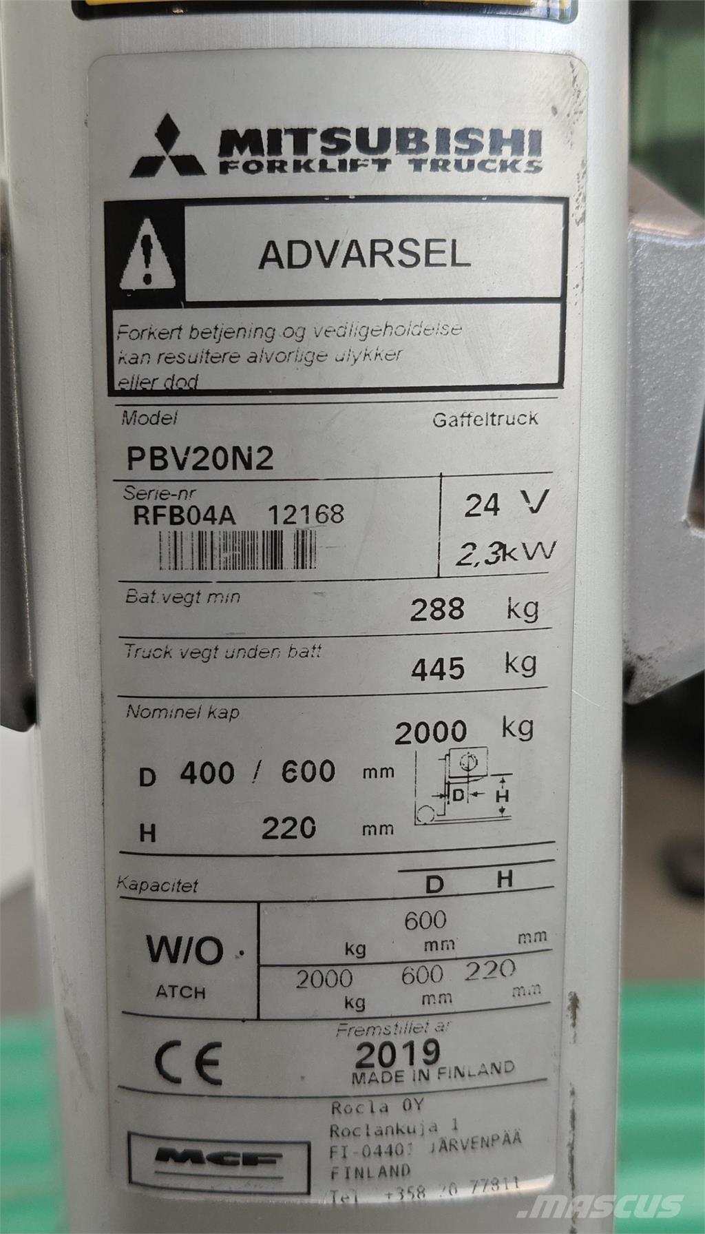 Mitsubishi PBV20N2 Колички с платформа за оператора