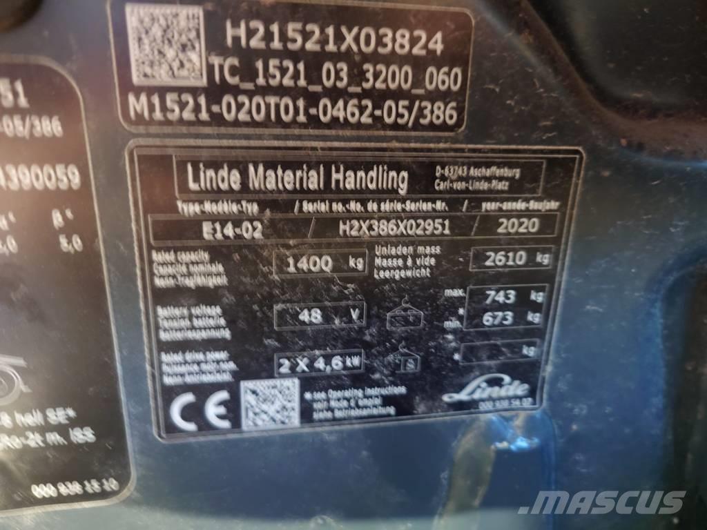 Linde E14/386 Електрически вилични кари-повдигачи