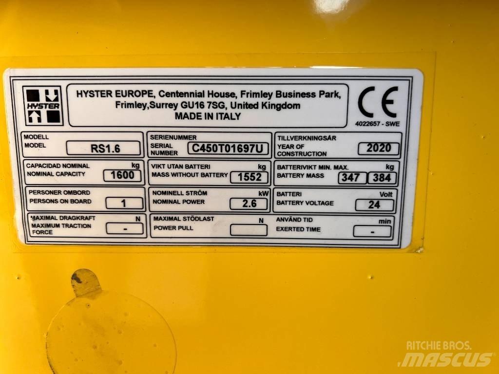 Hyster RS1.6 Самоходни товарачи