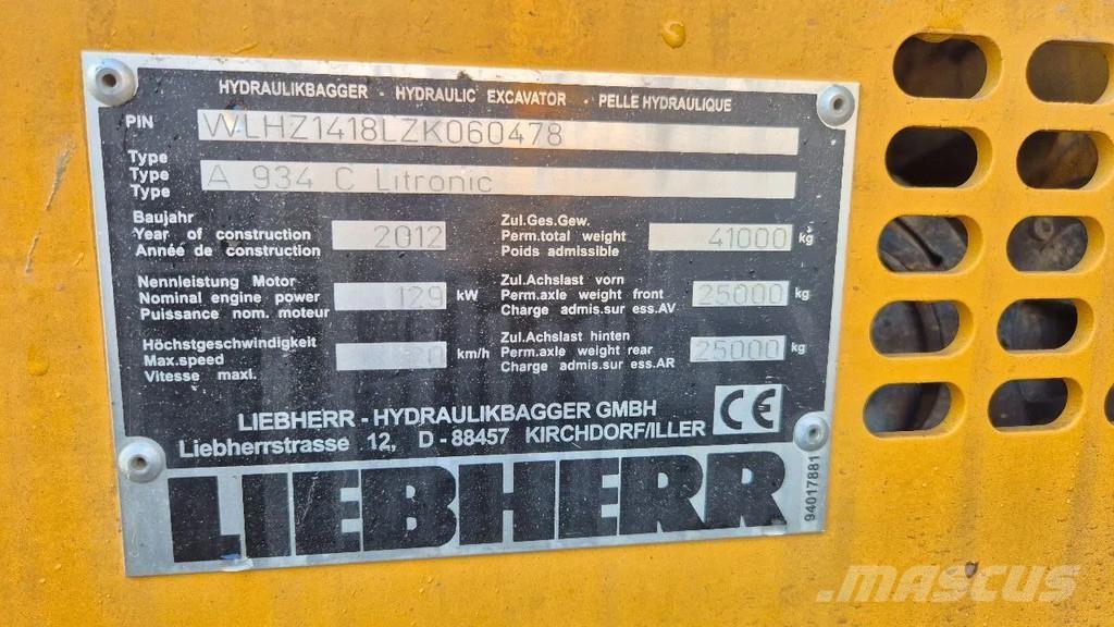 Liebherr A 934 C Оператори на отпадъци/индустрия

