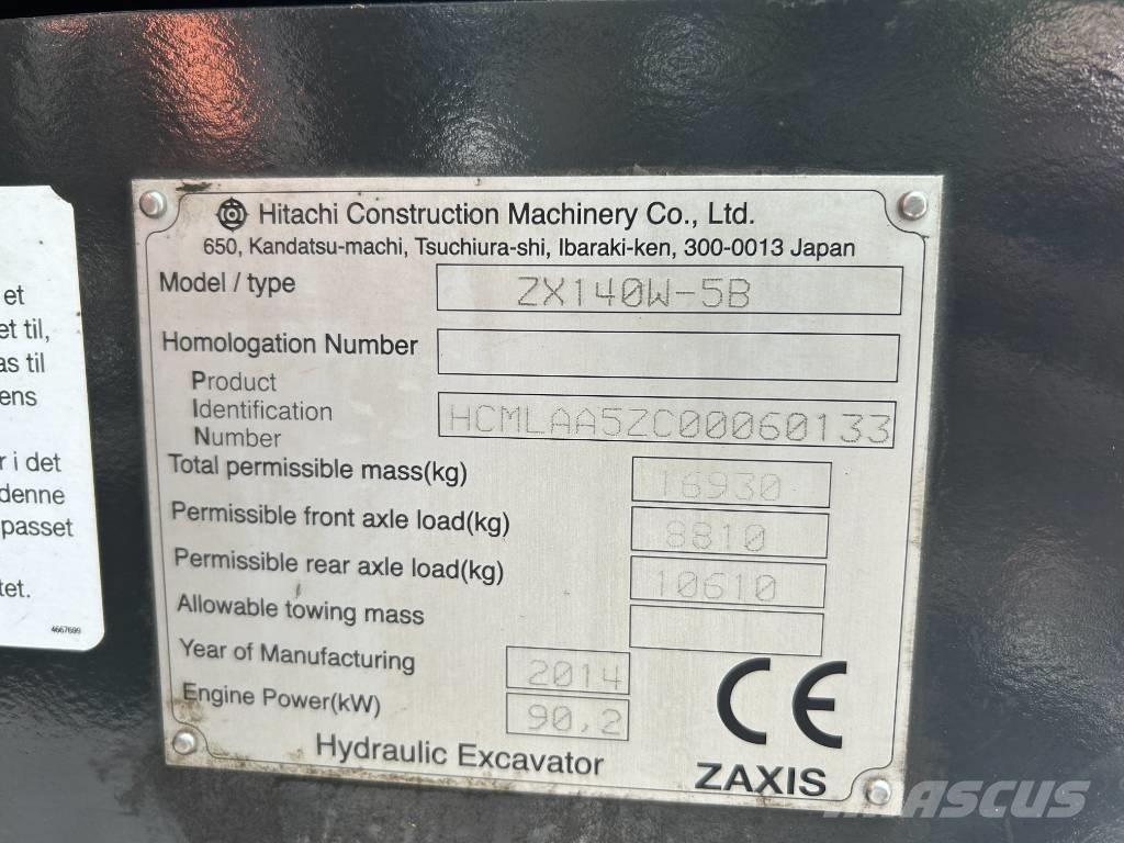 Hitachi ZX140W-5B Колесни екскаватори