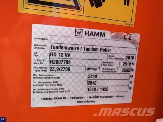 Hamm HD12 VV, Vält Двойни барабанни ролки

