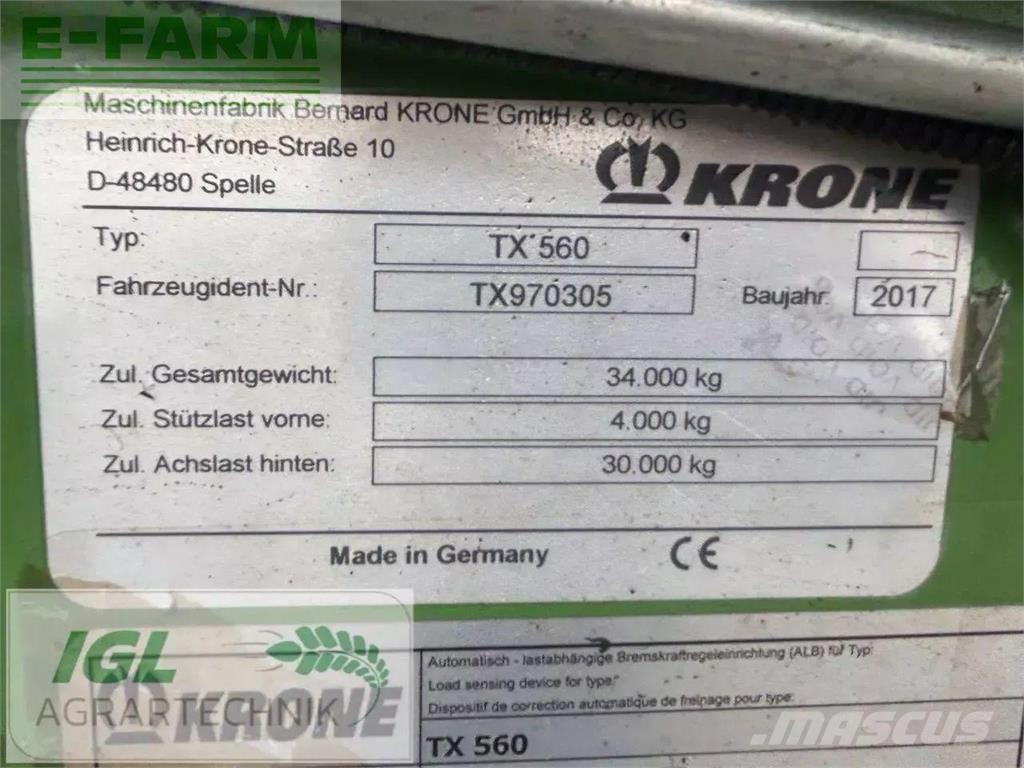 Krone tx 560 Ремаркета за зърно / силаж
