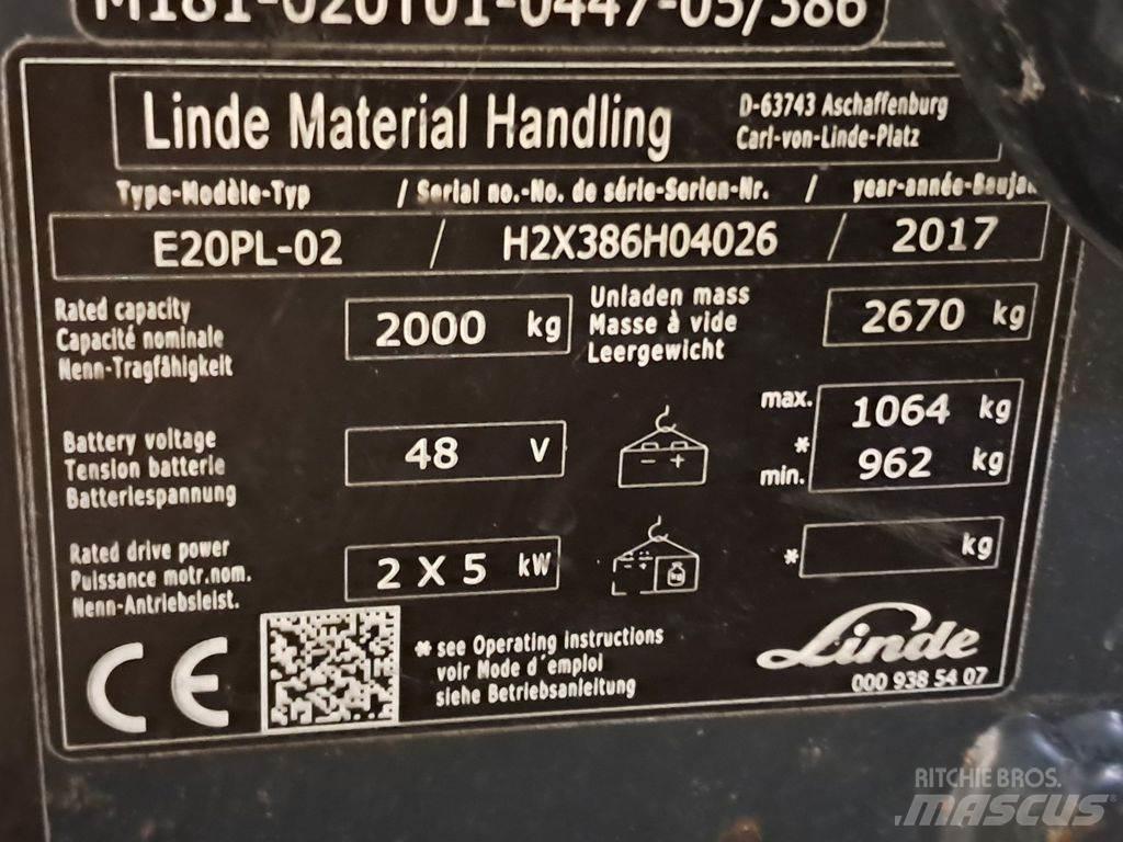Linde E20PL-02 Електрически вилични кари-повдигачи
