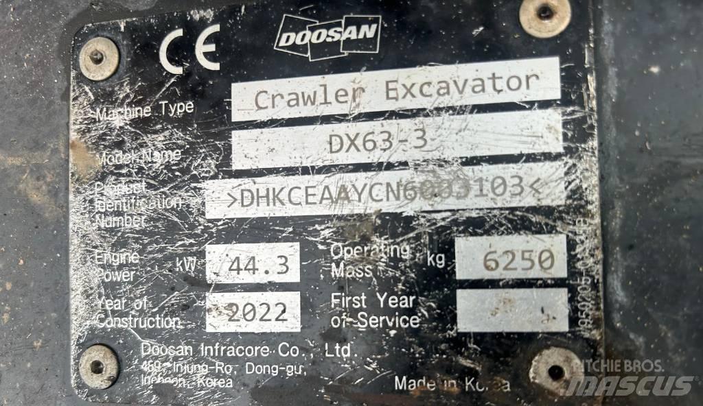 Doosan DX 63-3 Верижен екскаватор