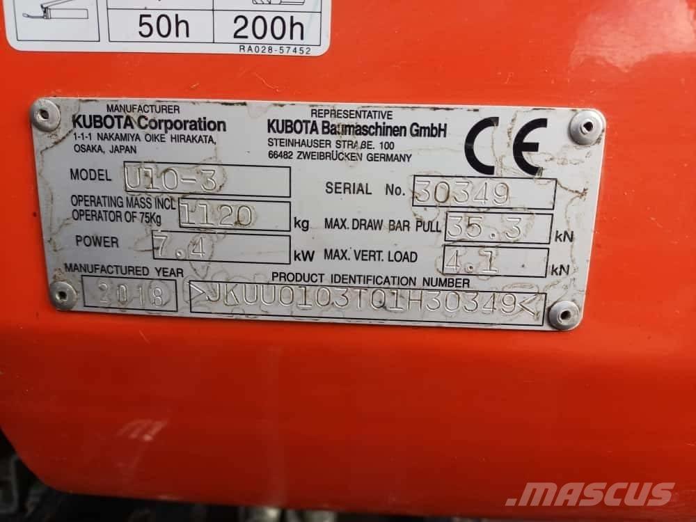 Kubota U 10-3 Мини екскаватори < 7 т