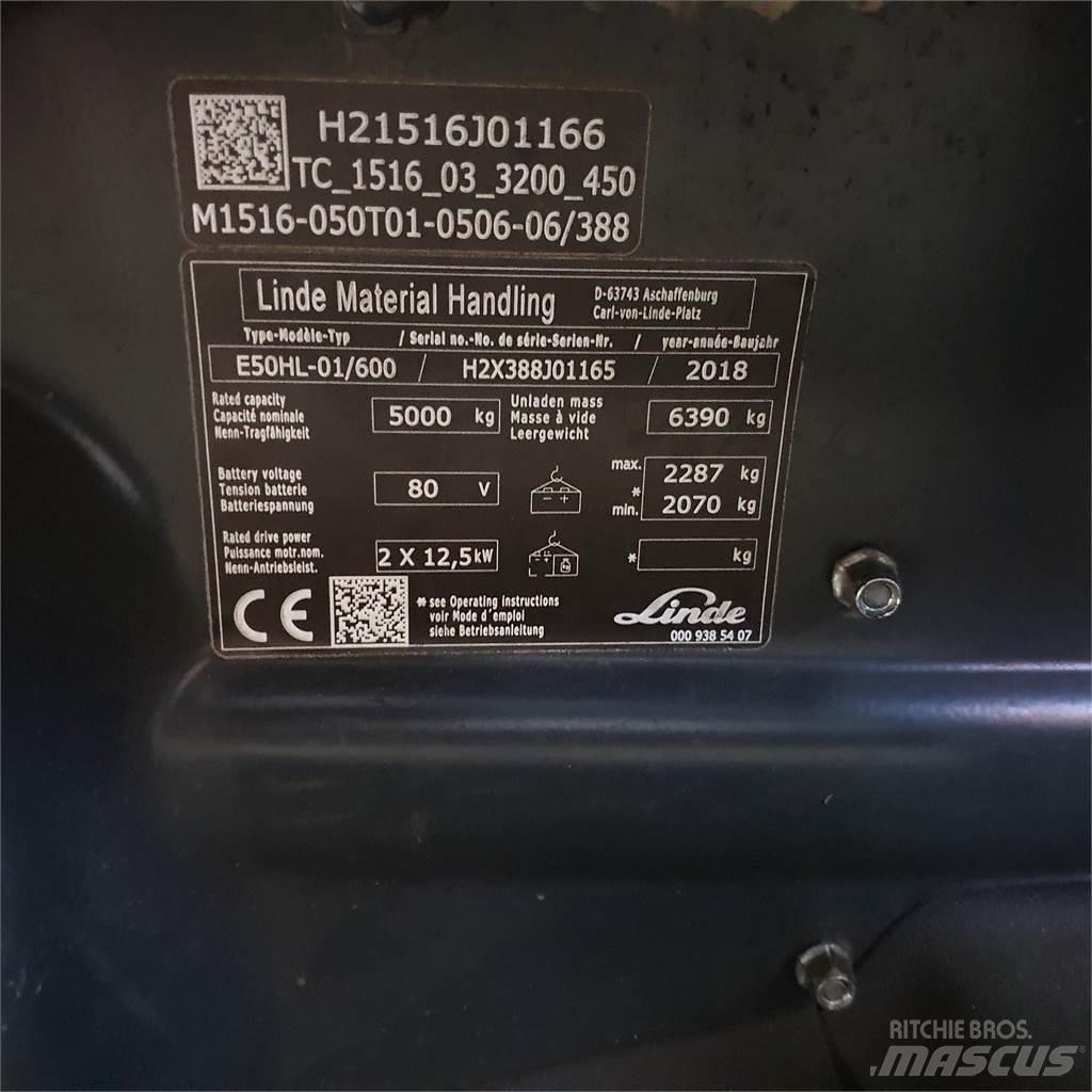 Linde E50/600HL Електрически вилични кари-повдигачи