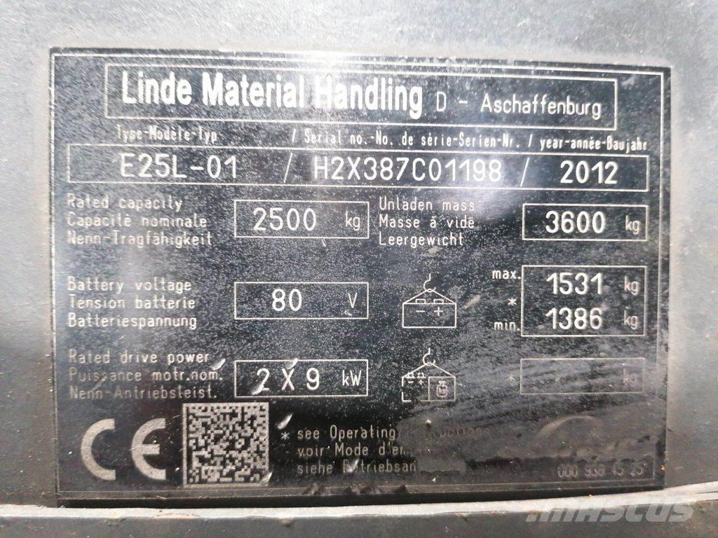 Linde E25L-01 Електрически вилични кари-повдигачи