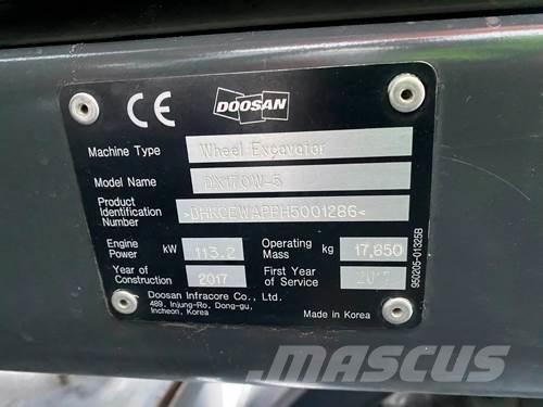 Doosan DX170W-5 Колесни екскаватори