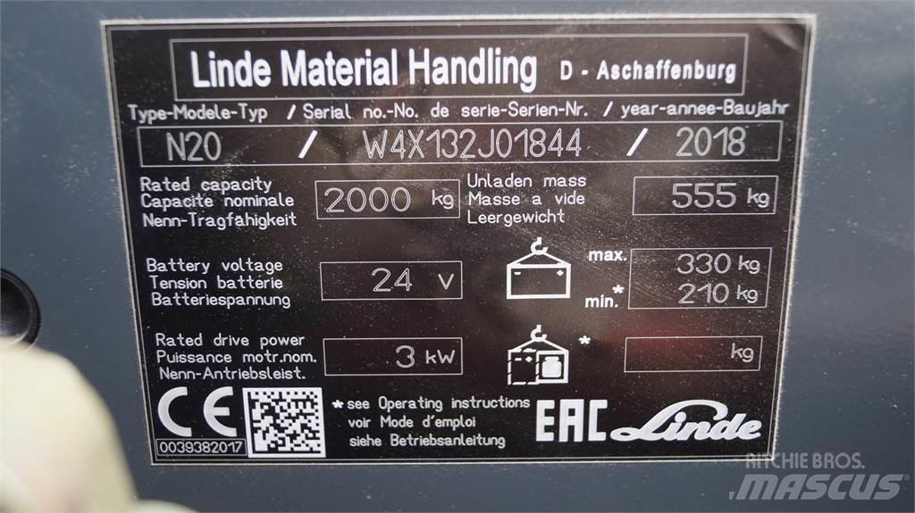 Linde N20 kurz Машини за комисиониране нископовдигачи