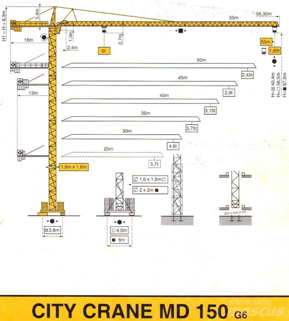 Potain MD 150 Мачтови кранове