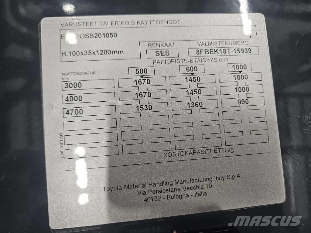 Toyota 8 FBEK 18 T Електрически вилични кари-повдигачи