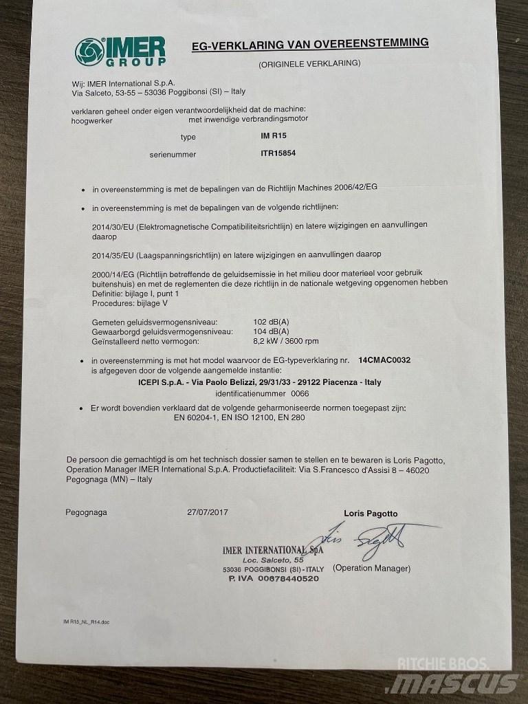 Imer IMR 15B Съчленени стрелови подемници