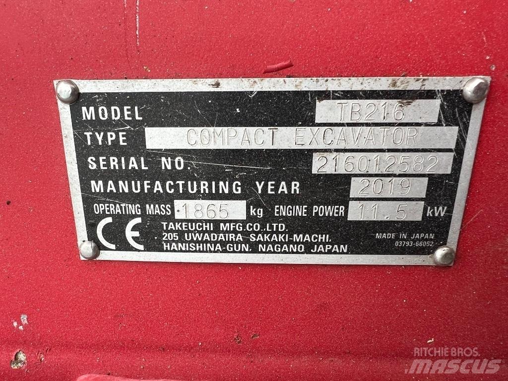 Takeuchi TB 216 Мини екскаватори < 7 т
