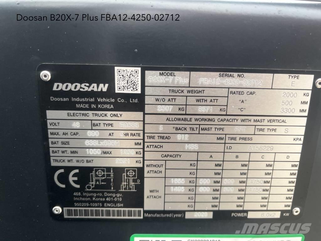 Doosan B 20 X-7 Plus Електрически вилични кари-повдигачи