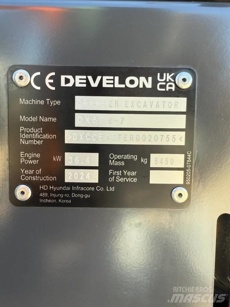 Develon DX 50 Z-7 Мини екскаватори < 7 т