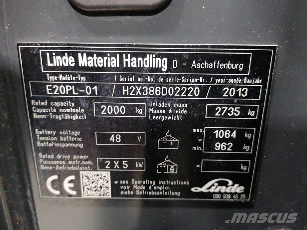 Linde E20PL-01 Електрически вилични кари-повдигачи