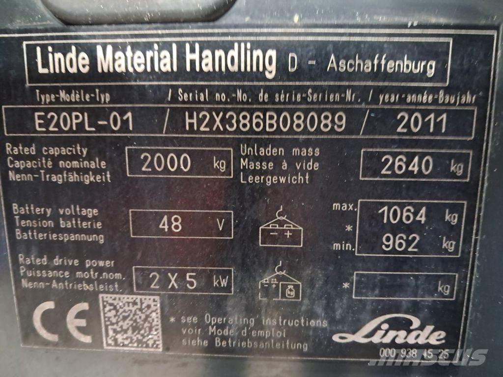 Linde E20PL-01 Електрически вилични кари-повдигачи