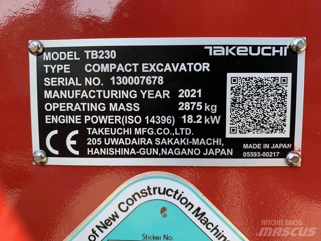 Takeuchi TB230 V3 Мини екскаватори < 7 т