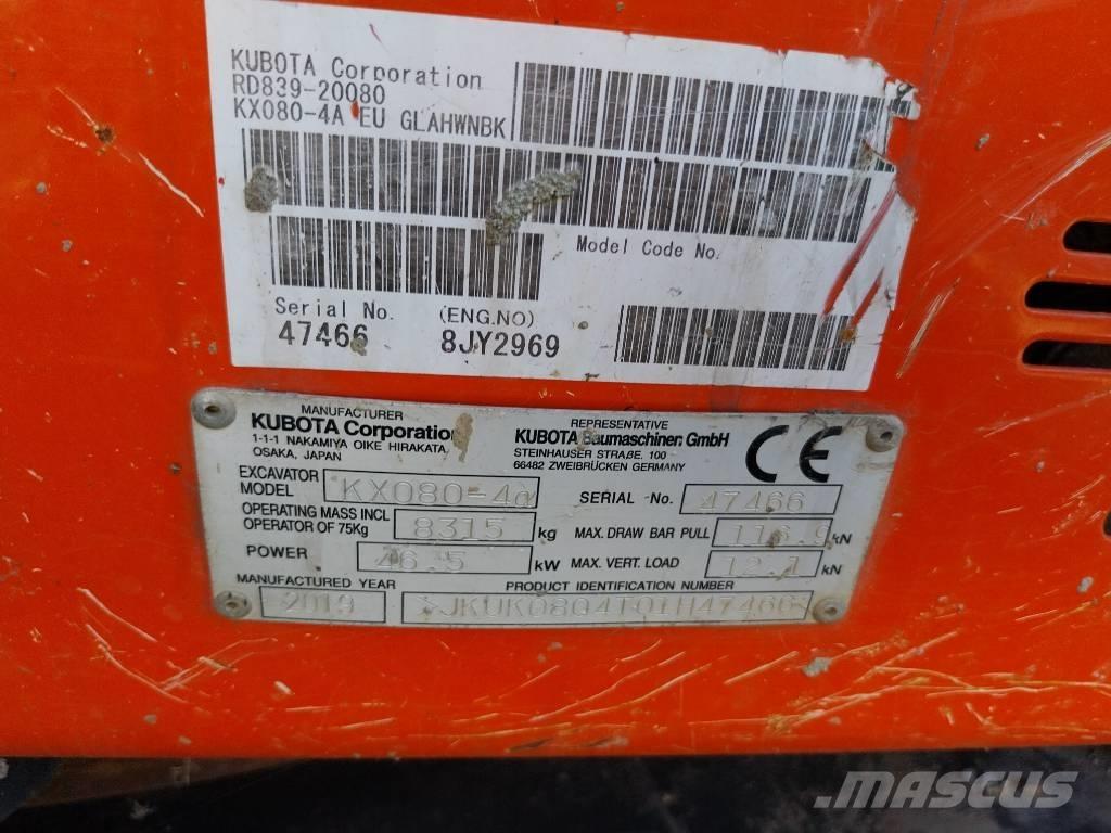 Kubota KX 080-4 Средни екскаватори 7т - 12т