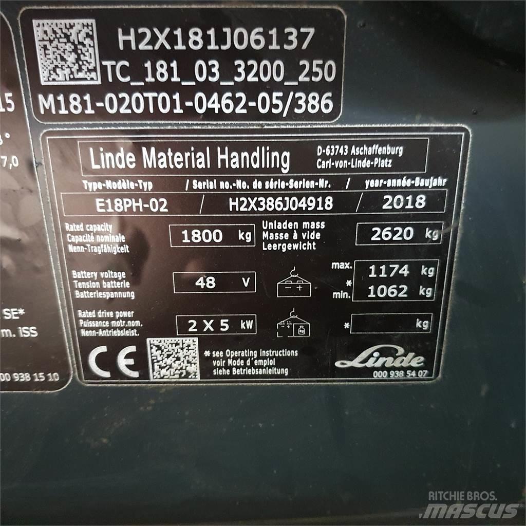 Linde E18PH Електрически вилични кари-повдигачи