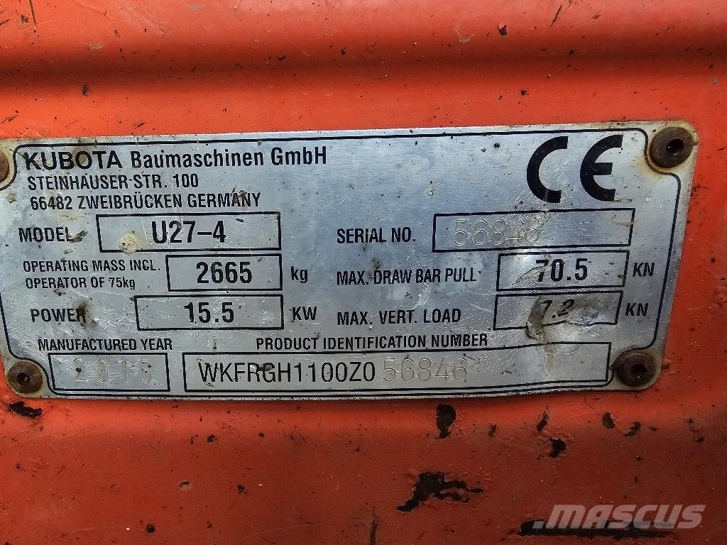 Kubota U 27-4 Мини екскаватори < 7 т