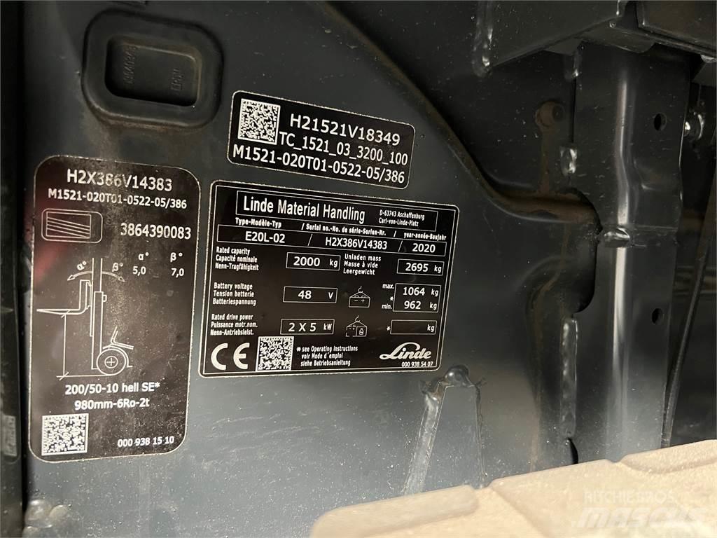 Linde E20L-02 Електрически вилични кари-повдигачи
