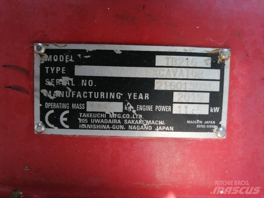Takeuchi TB 216 Мини екскаватори < 7 т