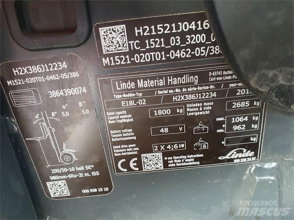 Linde E18L Електрически вилични кари-повдигачи