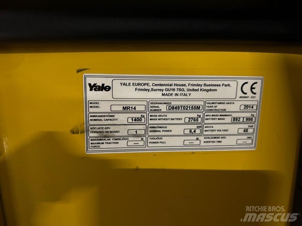 Yale MR 14 Ретрак/ Високоповдигач с изместване на вилката напред
