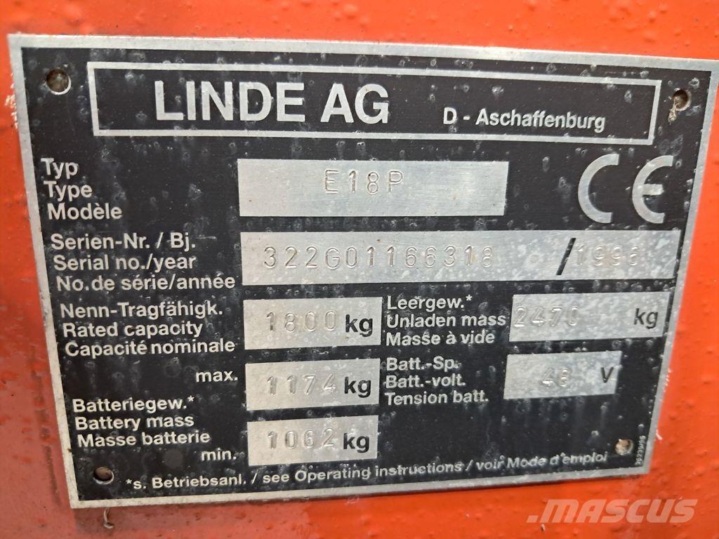 Linde E18P Електрически вилични кари-повдигачи