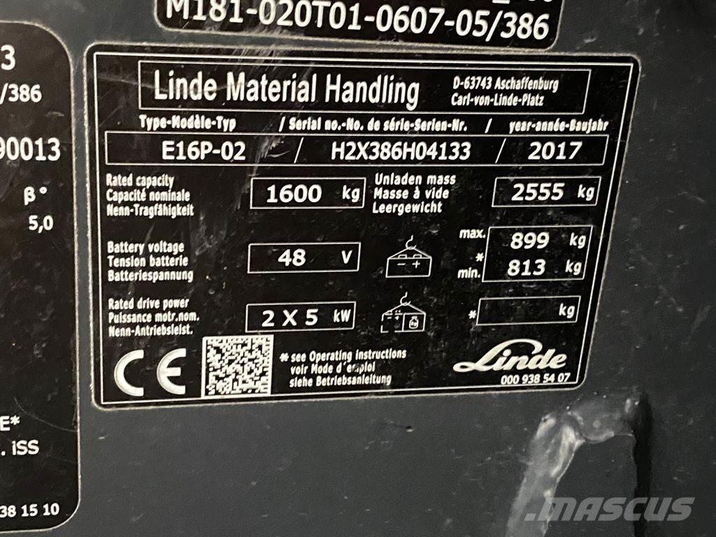 Linde E16P-02 Електрически вилични кари-повдигачи