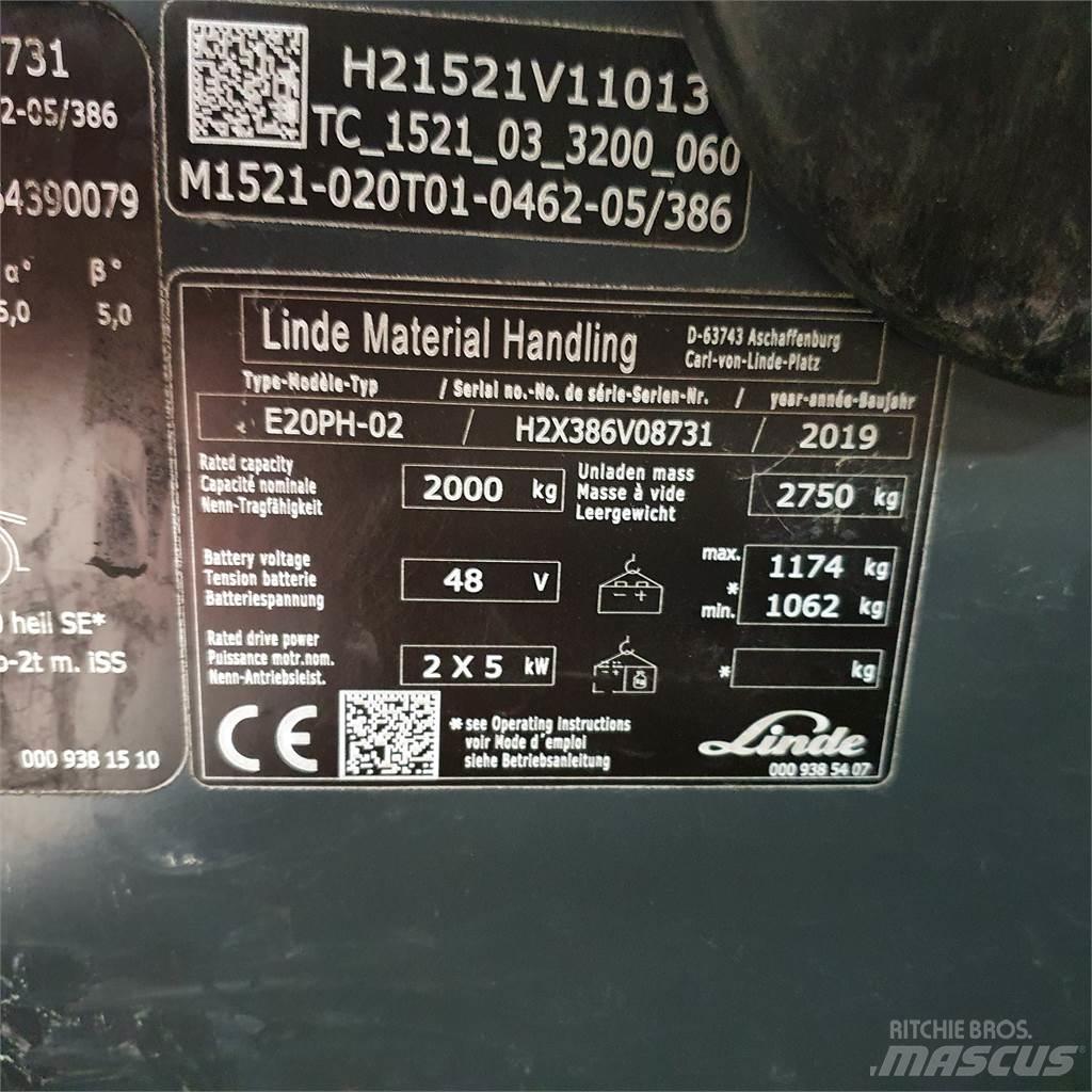 Linde E20PH Електрически вилични кари-повдигачи